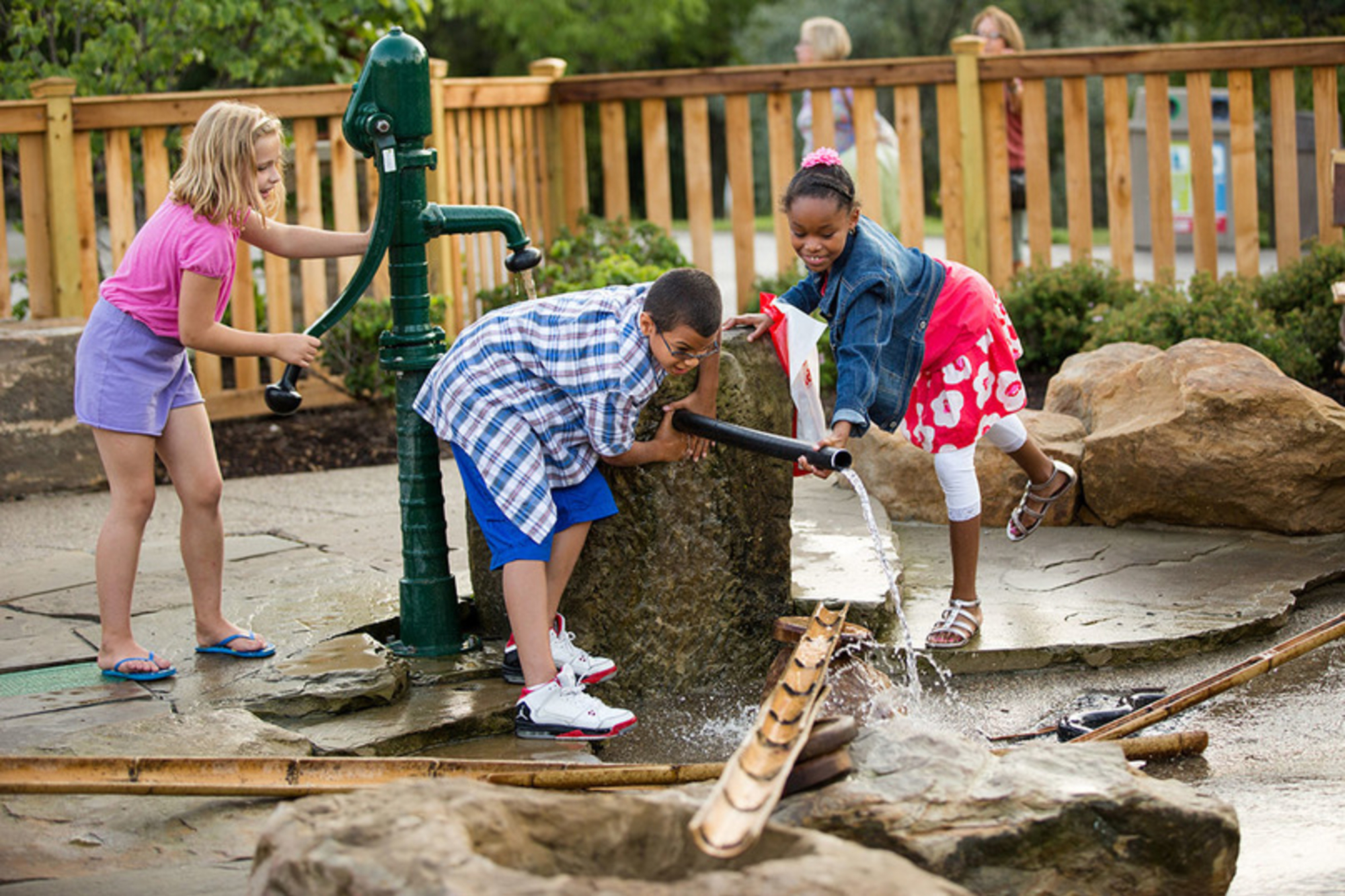 children playing in the water